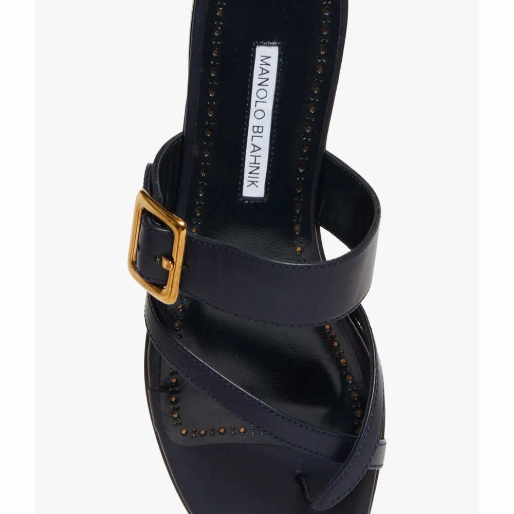 New Manolo Blahnik Thalusa Sandals with Gold Accent Size 40 US 10 - Picture 12 of 12